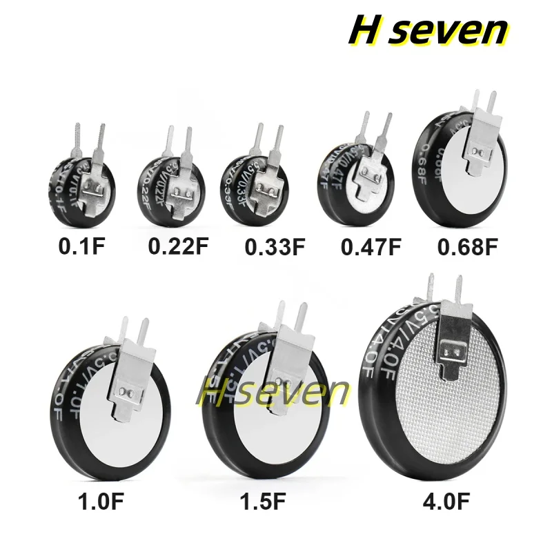 10ชิ้น5.5V ซูเปอร์คาปาซิเตอร์0.22F 0.47F 0.68F 1F 1.5F 4.0F ตัวเก็บประจุแบบปุ่ม H-Type V-Type C