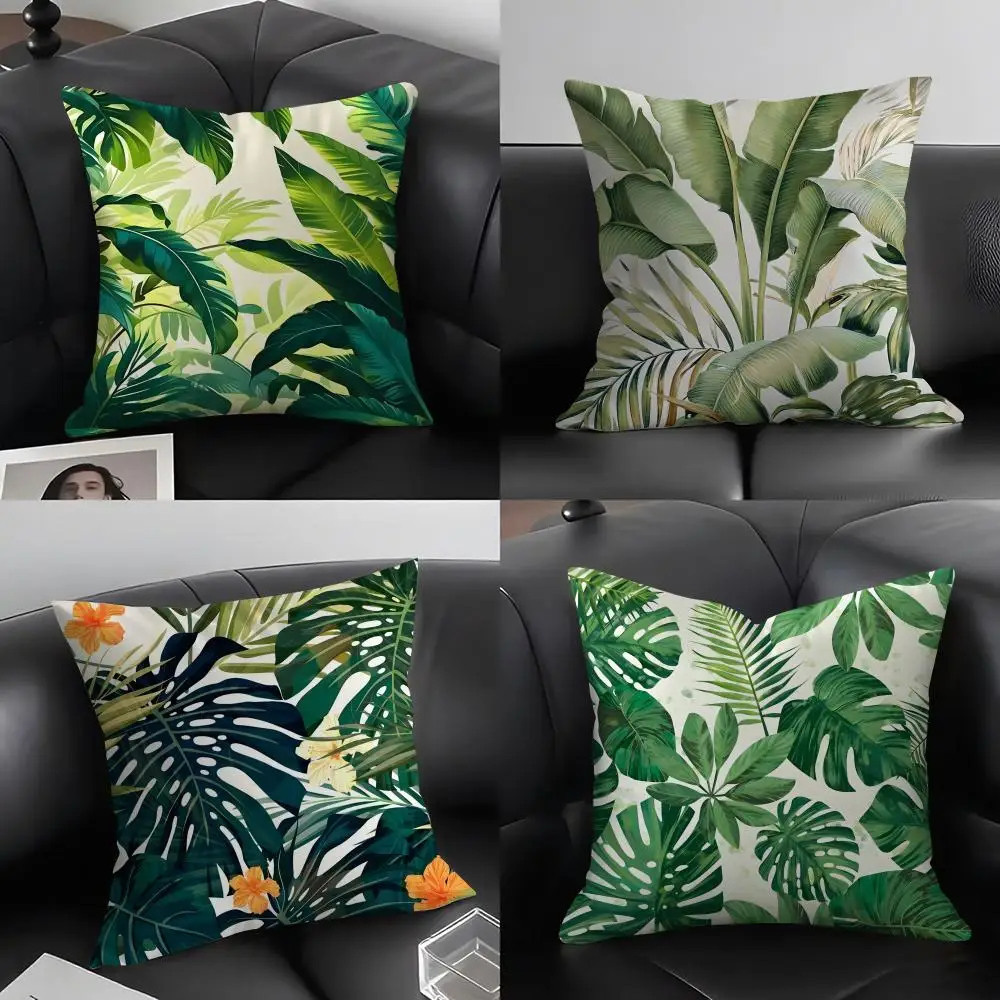 Palm Leaves Fashion Cushion Cover Pillowcase Ultra Soft Skin Friendly Fabric Cloud Like Comfort & Concealed Zipper