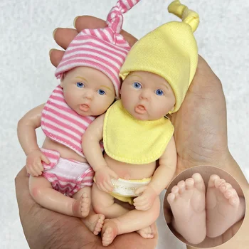 6 inch full silicone mini reborn girl bebe realistic handmade soft baby reborn doll palm lovely toys for choose