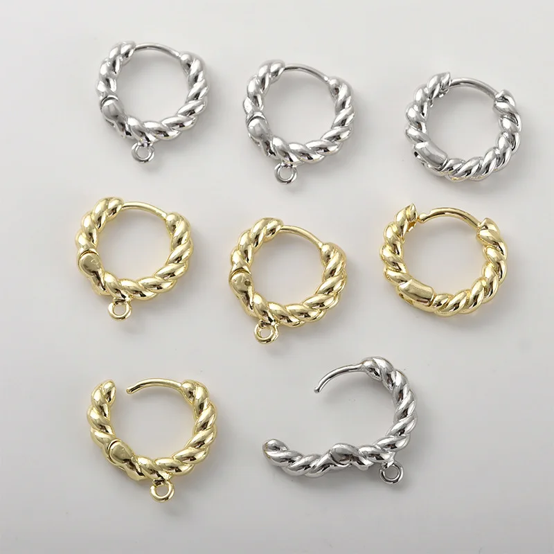 Plated 14k Real Gold Color Retention High-end Twist Circle Earrings Ear Buckles DIY Earrings with Hanging Accessories Material