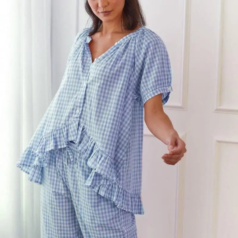 

Women's Spwear Set ort Sve Plaid Print Button Casual Sport Suit Autumn Season Seven Quarter Sve Brand Unbranded