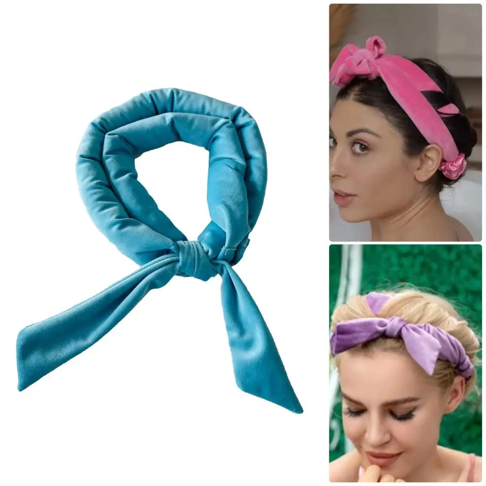 155cm Hair Curler Heatless Adjustable Flexible Non-slip Traceless DIY Wave Forming Bowknot Fabric Curling Headband For Daily Use