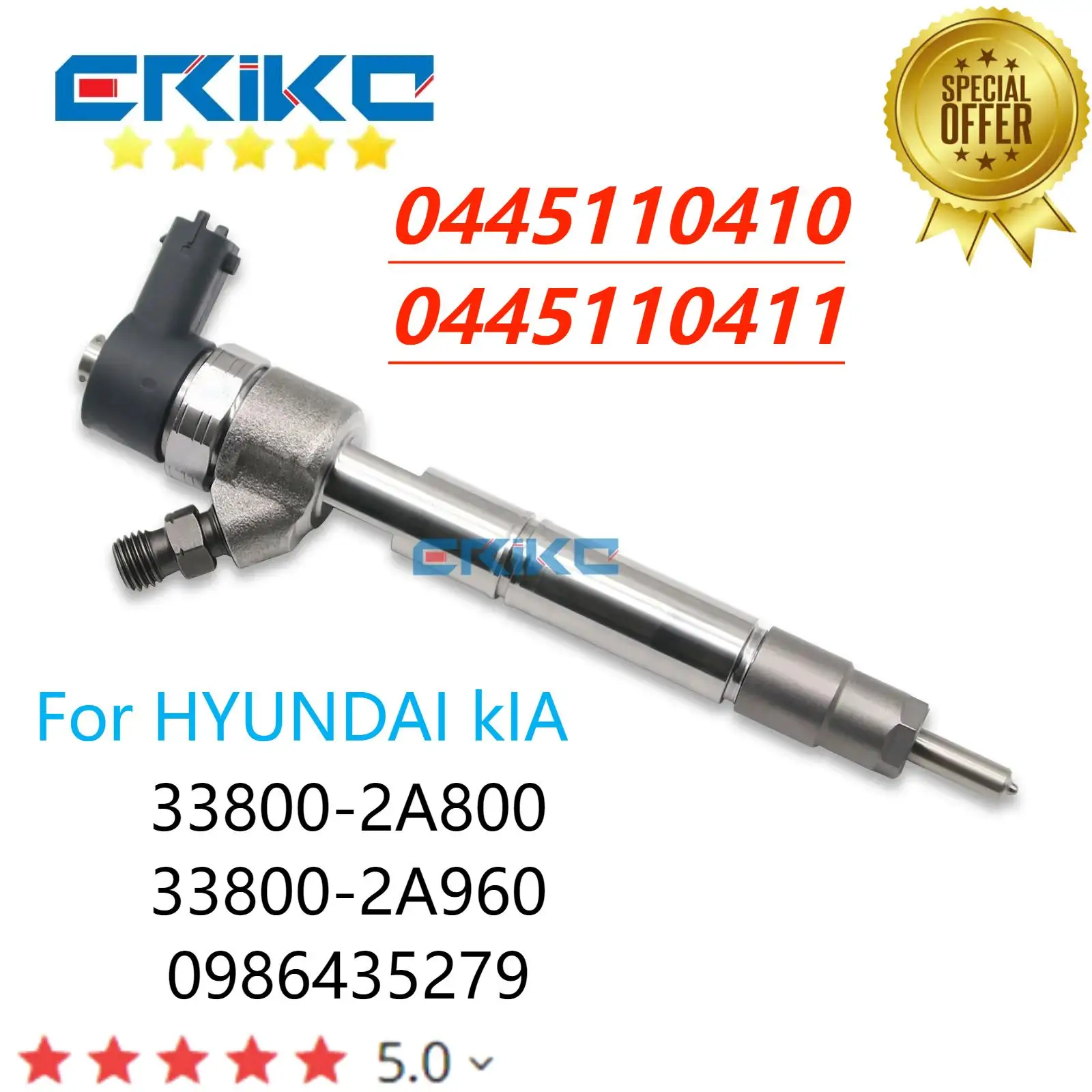 

0445110410 33800-2A960 Common Rail Injector 0445110411 Diesel Nozzle 33800-2A800 for Bosch HYUNDAI i40 KIA CARENS 1.7 CRDi