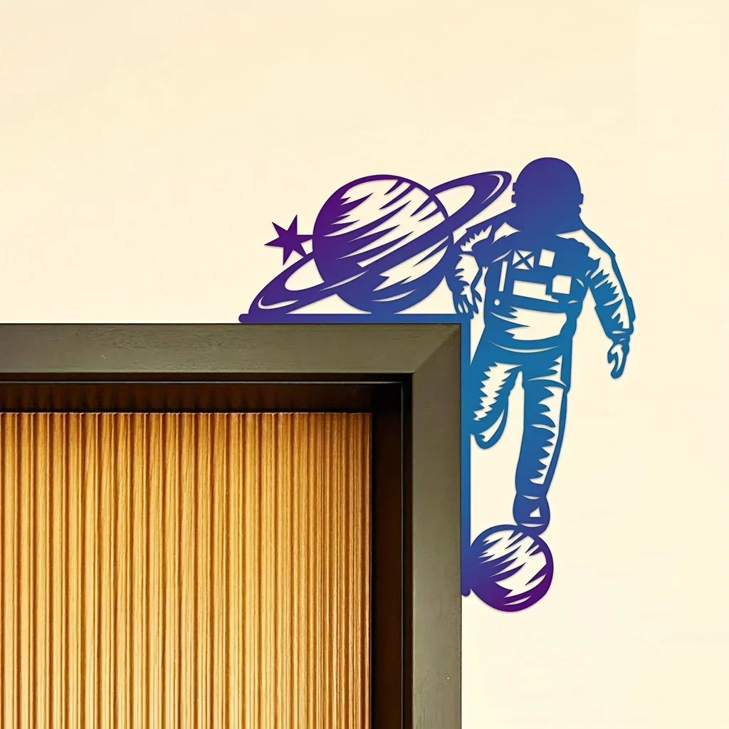 Colorful Astronaut Iron Decorative Wall Stickers Door Corner Decoration Door Frame Corner Decoration Metal Wall Hanging Decor