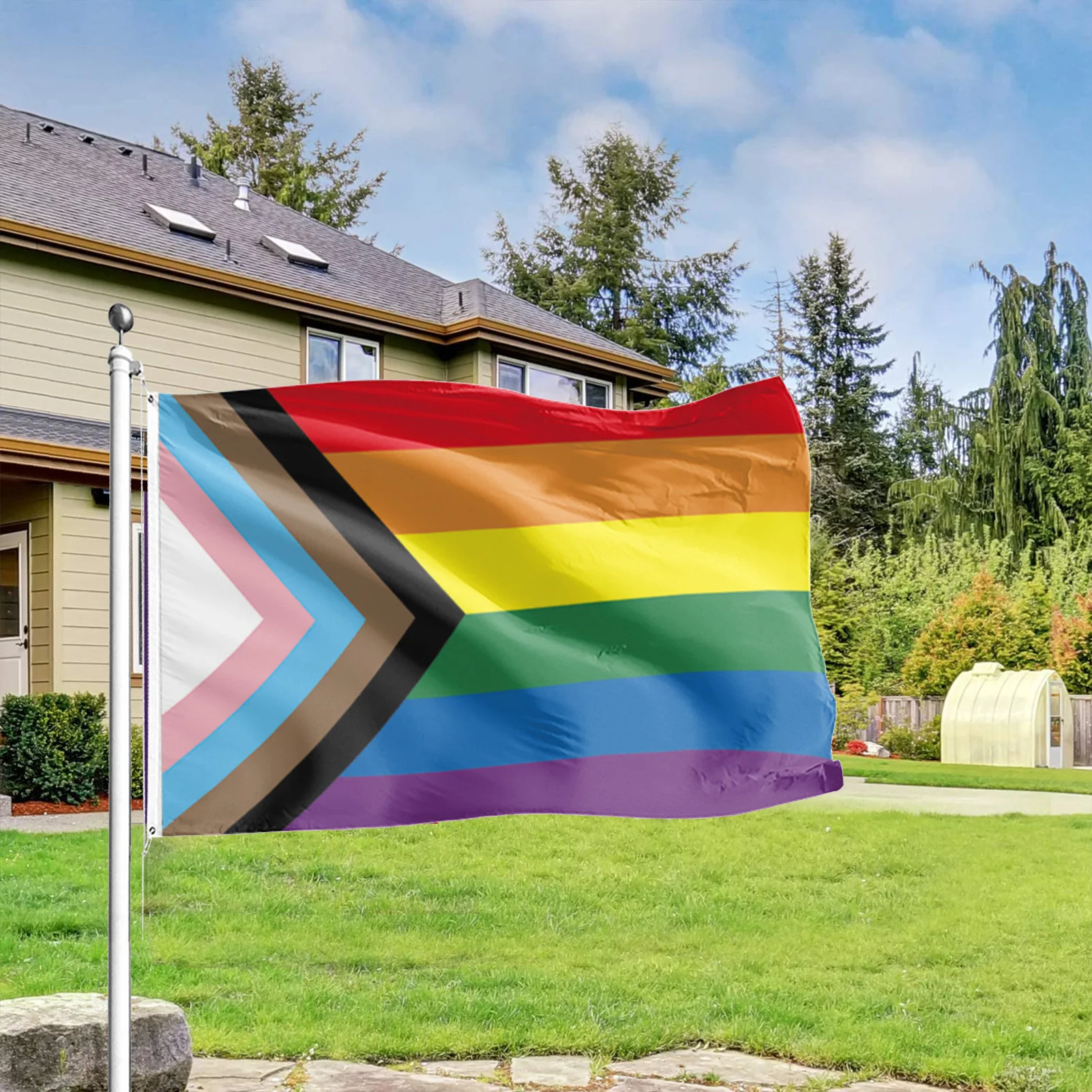 Progress Pride Flag Garden Decor Rainbow Flag With Brass Grommets Rainbow Flag Outdoor Bisexual Non-Binary Lesbian Rainbow Flag