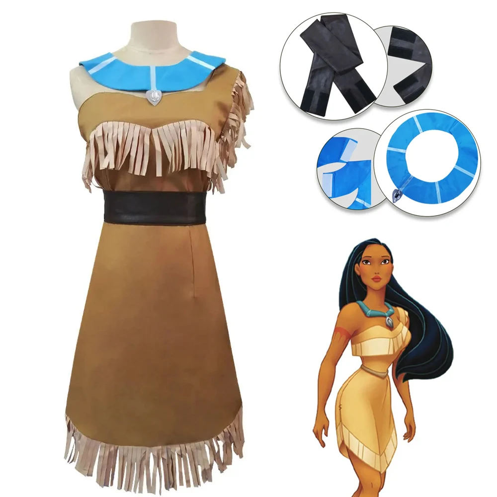 Women Indian Princess Cosplay Aboriginals Huntress Dress Halloween Chief Costume Girls Women Pocahontas Summer Beach Cos Outfit