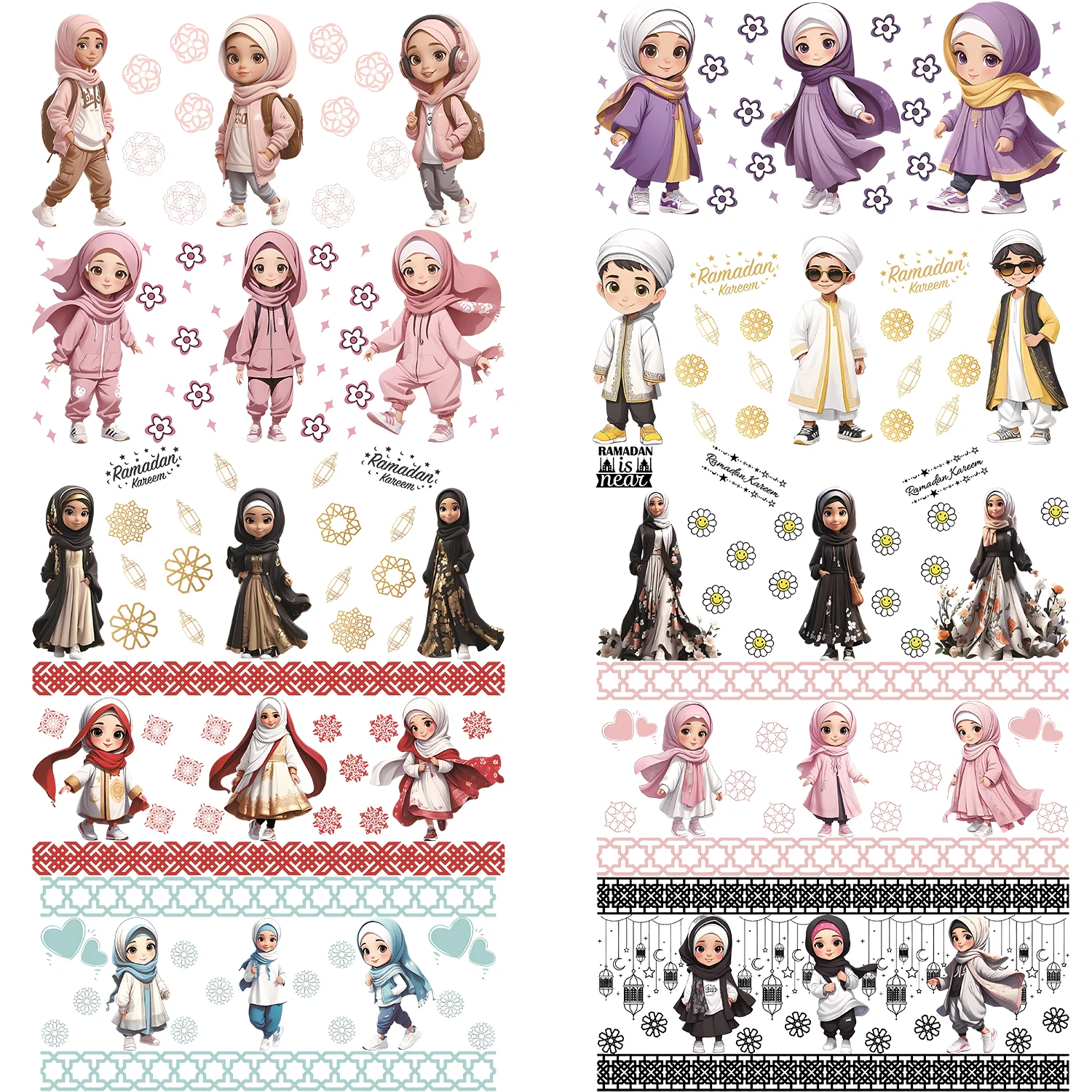 

Most popular Muslim Series Easy peel waterproof DIY Decals 3D transfers uvdtf stickers 16oz uv dtf tumbler glass cup wraps