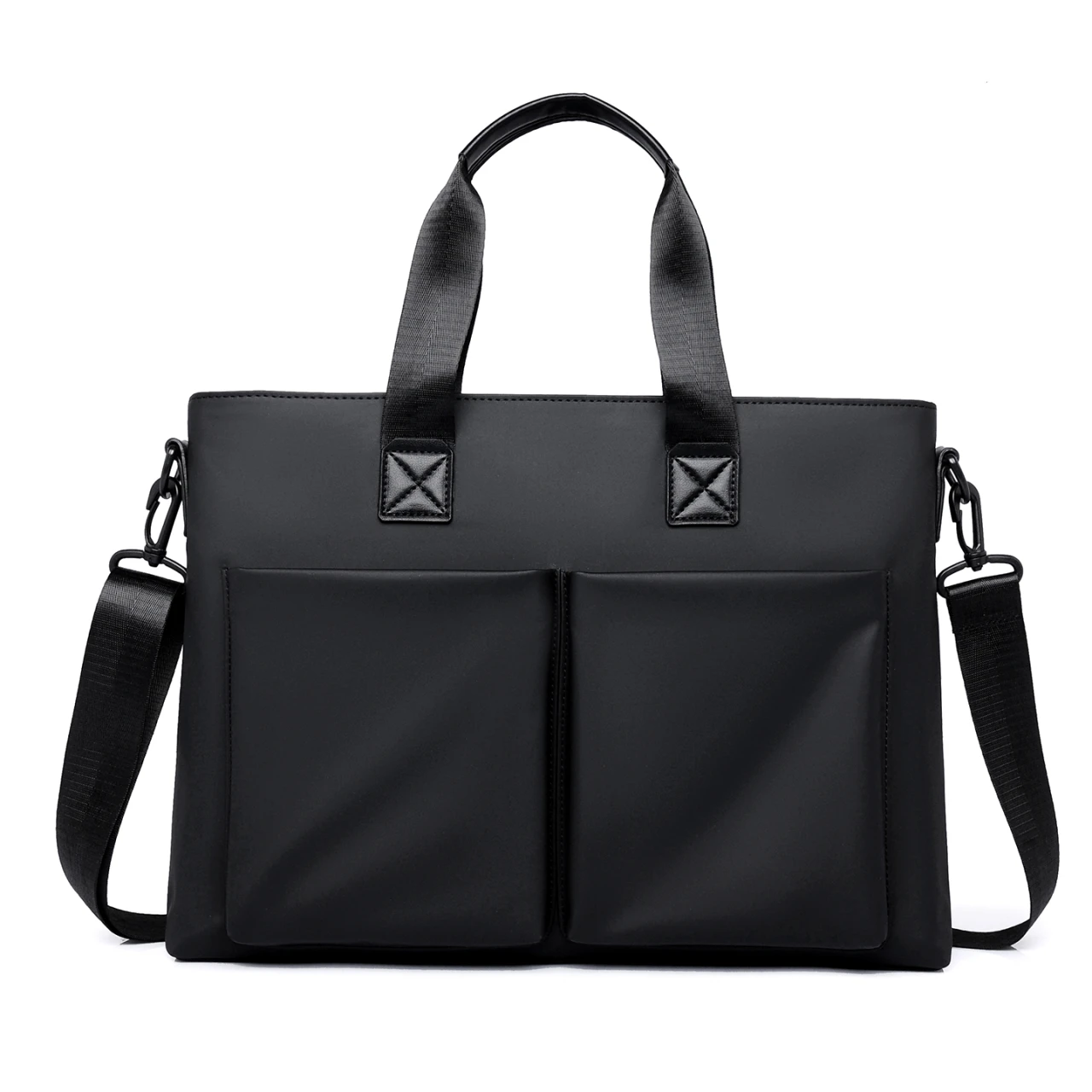 Men's Briefcase Black Waterproof Large Capacity Handbag Versatile Commute for