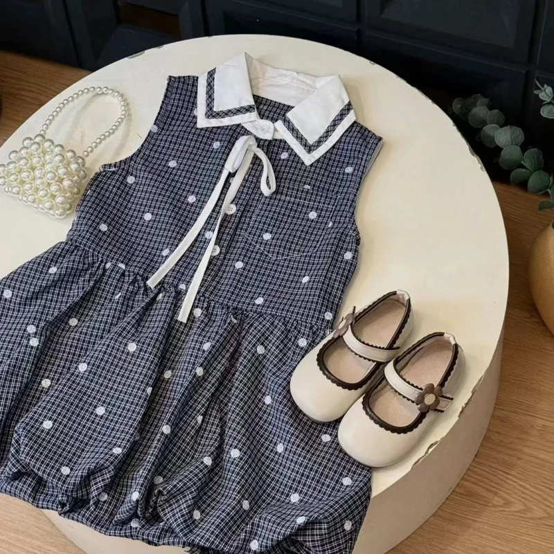 Girls' Summer Dress Children's Summer Plaid Tank Dress Baby Girl's Summer Princess Dress Sleeveless Dress