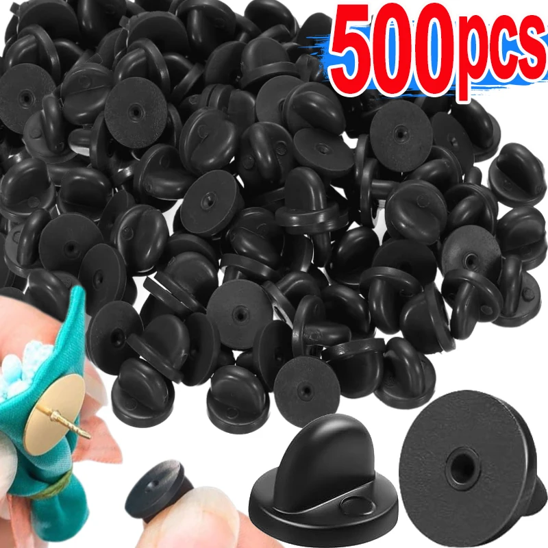 50/500 stücke schwarze PVC-Gummis tift rücken Butterfly Clutch Tie Tack Revers halter Verschluss kappen halter für den Ersatz einheitlicher Abzeichen