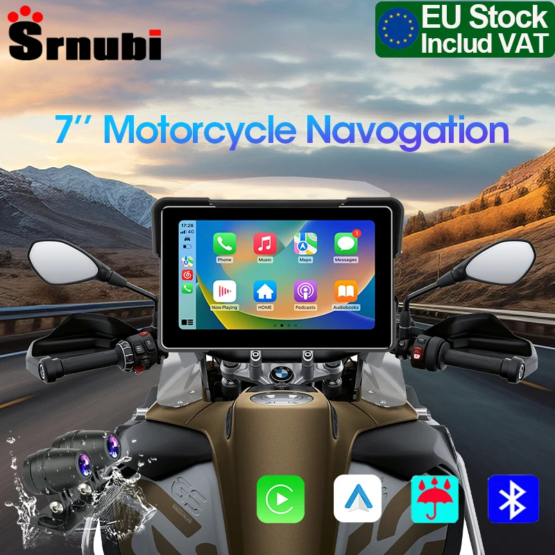 

5/7 ''мотоциклетный видеорегистратор с GPS-навигацией, беспроводной Carplay Android Auto, водонепроницаемый видеорегистратор, сенсорный экран, двойной объектив, Bluetooth, мотомонитор