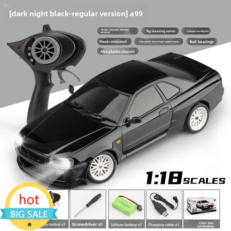 

FOR 2.4G LD1899 Remote Control Car 1/18 Rear Wheel Drive GTR Drift Cr Racing Vehicles Models Toys With Led Light