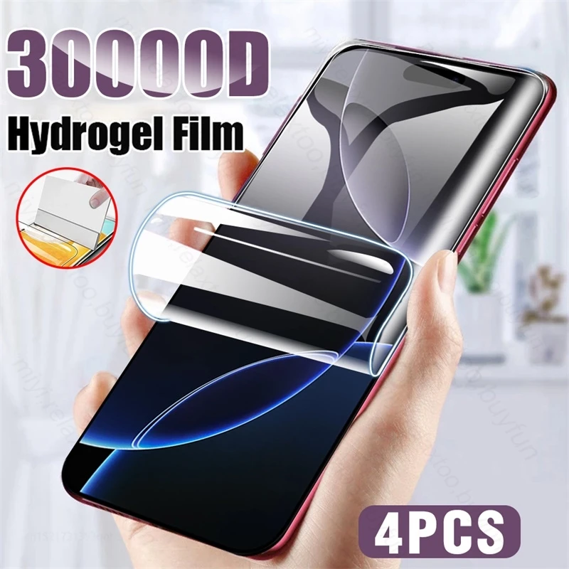 4Pcs 30000D Soft Hydrogel Film for iPhone 16 Pro Max Plus Curved Screen Protector Not Glass on iFone iHone iPhone16 i Phone 16