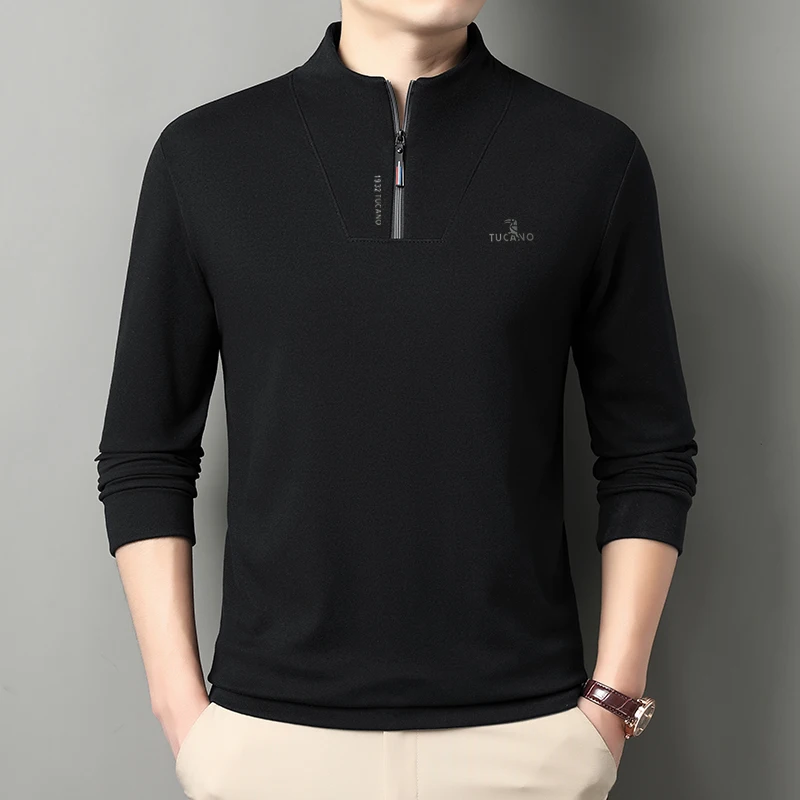 

Осень 202, бестселлер, трехмерный крой, повседневная рубашка поло с длинными рукавами, высококачественная мужская футболка без воротника с базовым слоем