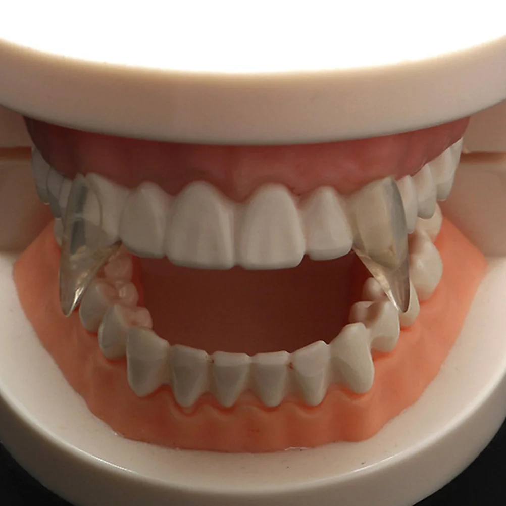 

4Pairs Vampire Fangs Fake Teeth Props Resin Made Scary Dentures for Halloween Cosplay Party Costume Role Playing Accessories