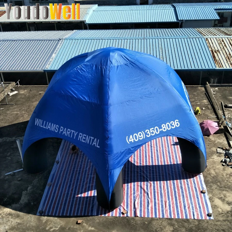 Customizable 6m Diameter 6-leg Black-legged Blue Cloth Inflatable Spider Leg Tent For Event Exhibitions Commercial Advertising