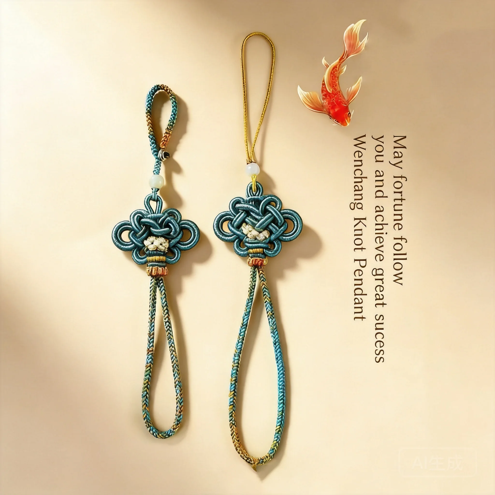 

Chinese Style Handwoven Wenchang Knot Phone Lanyard Good Luck Peace Wealth Blessing Pendant Detachable Keychain Wrist Strap Luck