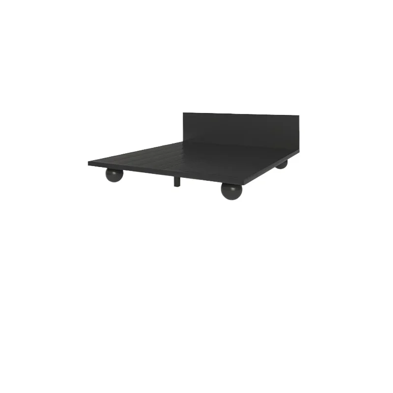 

Wabi Sand retro, solid wood without bedside, double large board bed, Japanese minimalist flush edge