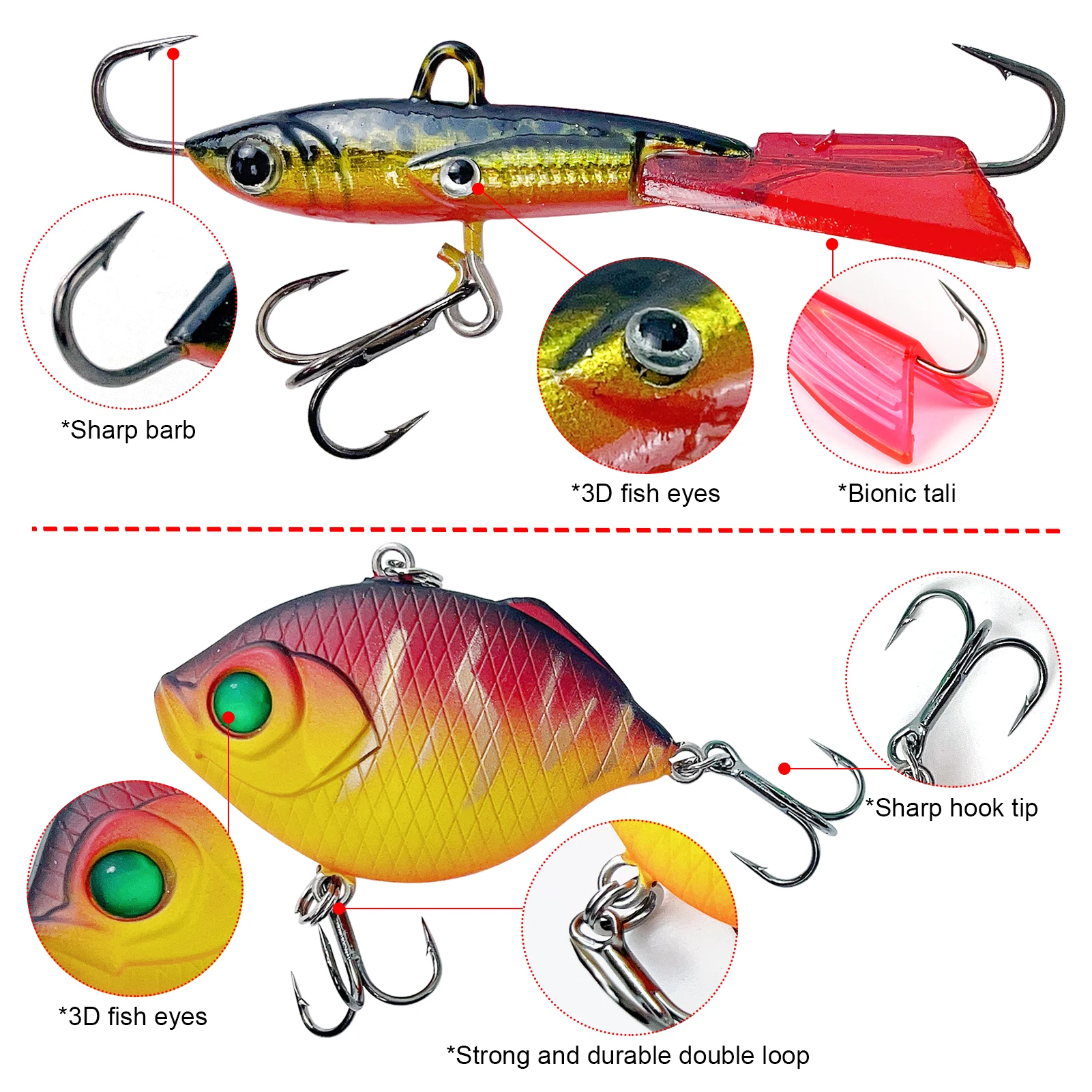 Kit pesca en hielo Free Fisher con señuelos y anzuelo afilado - imagen 2