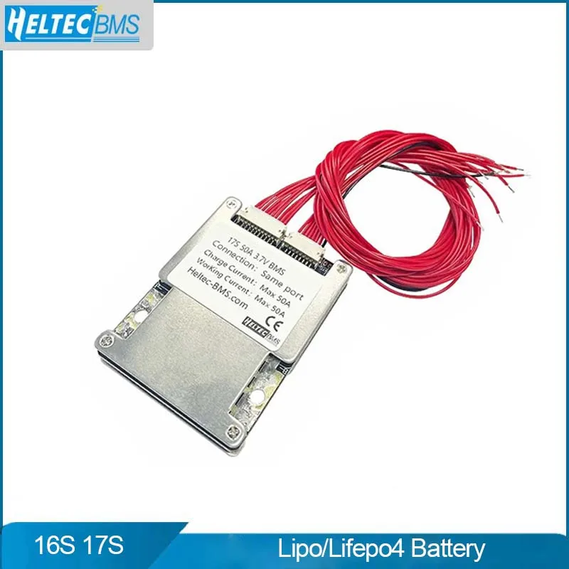 

Защитная плата для аккумулятора HeltecBMS 48 в 60 в BMS 16S 17S 45A 50A Lipo/Lifepo4 для электровелосипеда