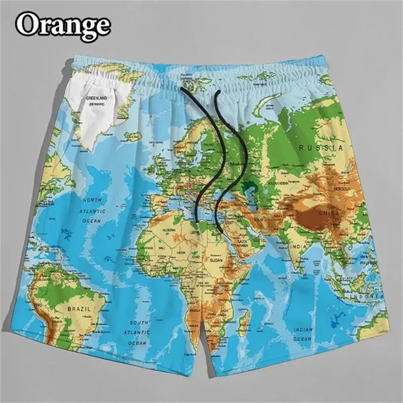 World Map 3D Printing Beach Shorts Fashion Cool Street Style Short Pants Casual Fun Summer Shorts Swim Trunks Hombre Ropa Cheap