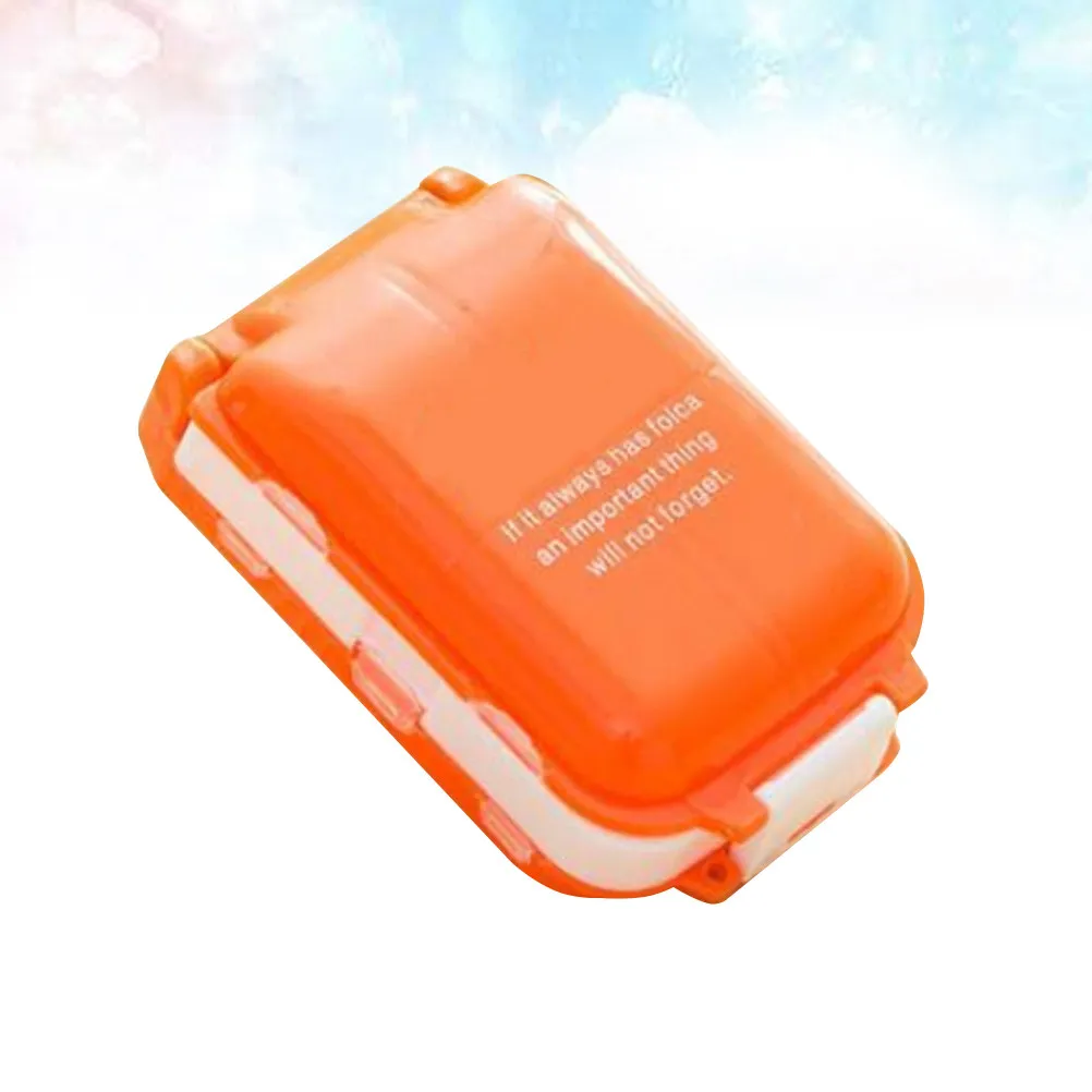 Lightweight 8 Compartments Pill Organizer Portable Medicine Storage Case Box Orange Containers Organizer Case Storage