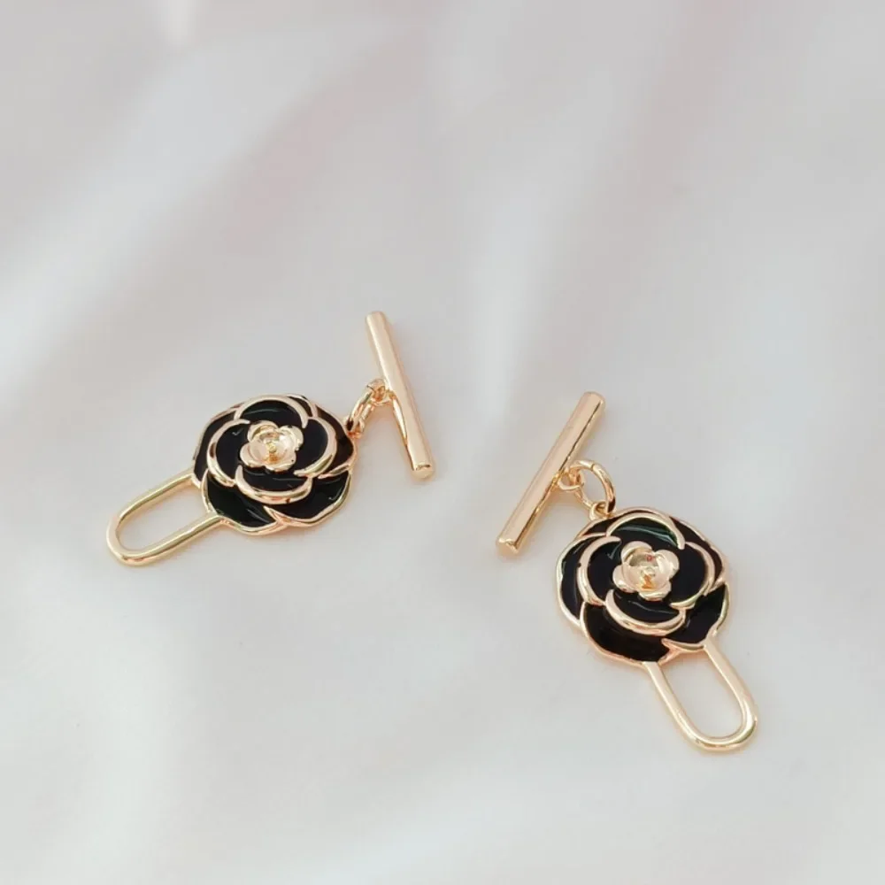 

14K Gold-plated Oil-dripping Three-dimensional Rose OT Buckle Bracelet Necklace Ending Connection Buckle DIY Handmade Matching