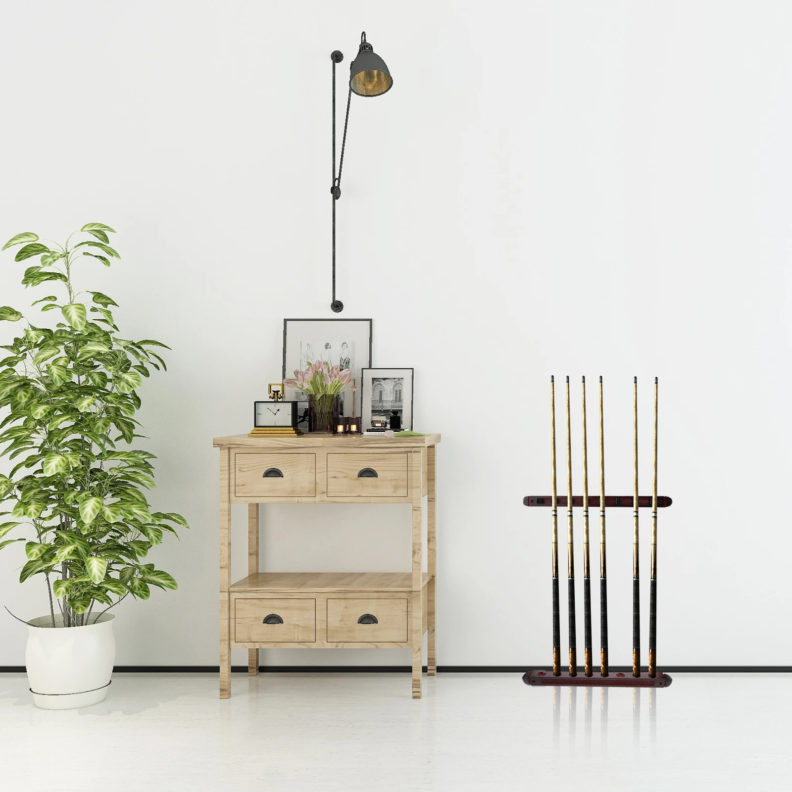 

Long Lasting Wall Mounted Billiard Rod Rack Excellent Material Pool Cue Stand Fishing Rod Organizer Decorative Pole Rack