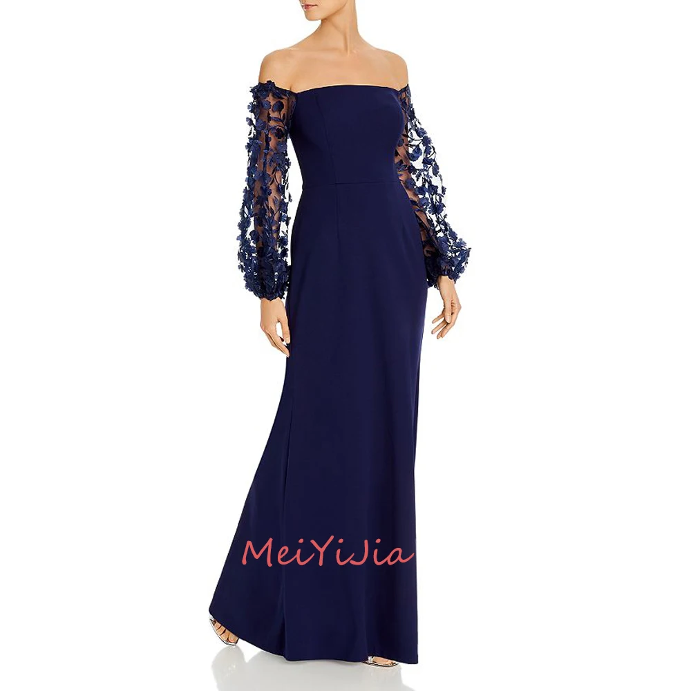 MeiYiJia Satin Long-Sleeves Mermaid Strapless Floor-Length Ruffle Saudi Arabia Sexy Evening Birthday Club Outfits Summer 2024