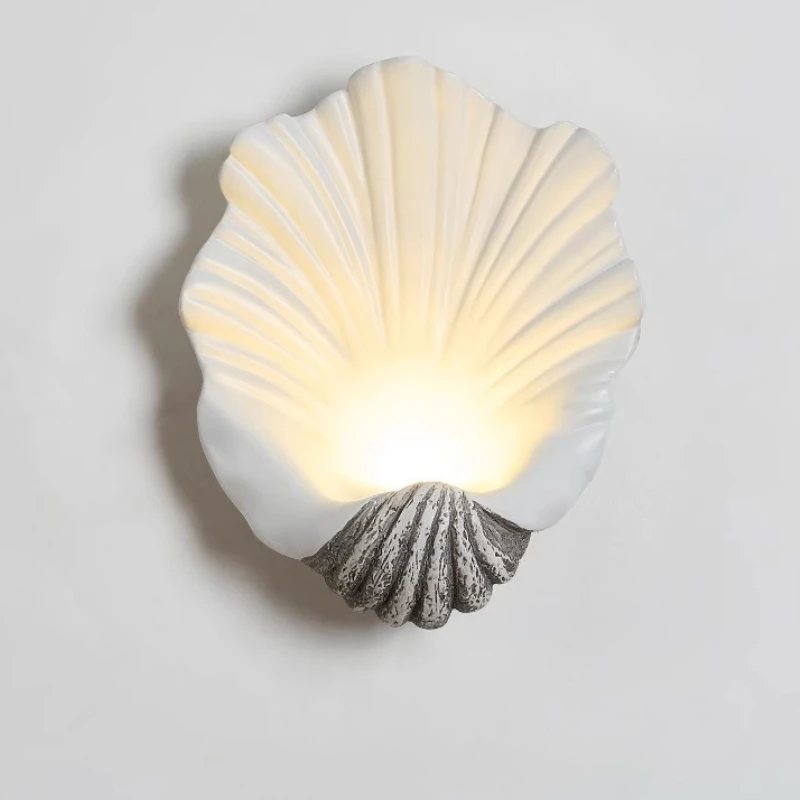 Simple Shell Wall Lamps resin Retro Gold Grey Bedroom Living Room Corridor LED Wall Lights G4 Bedside Lamp Indoor Decor Fixtures
