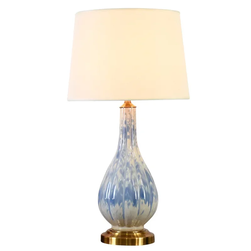 

Ceramic kiln change table lamp living room bedroom bedside lamp fabric lampshade hotel homestay ornament lamp