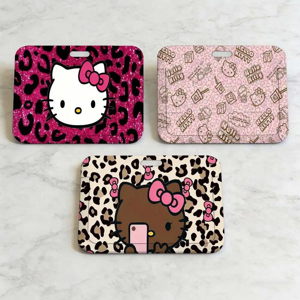 

Розовый брелок-держатель для ID-карты SRO с леопардовым принтом Hello Kitty, шейный ремешок, подвеска, держатель для пропуска, брелок для ключей, чехол для рабочего пропуска, подарок