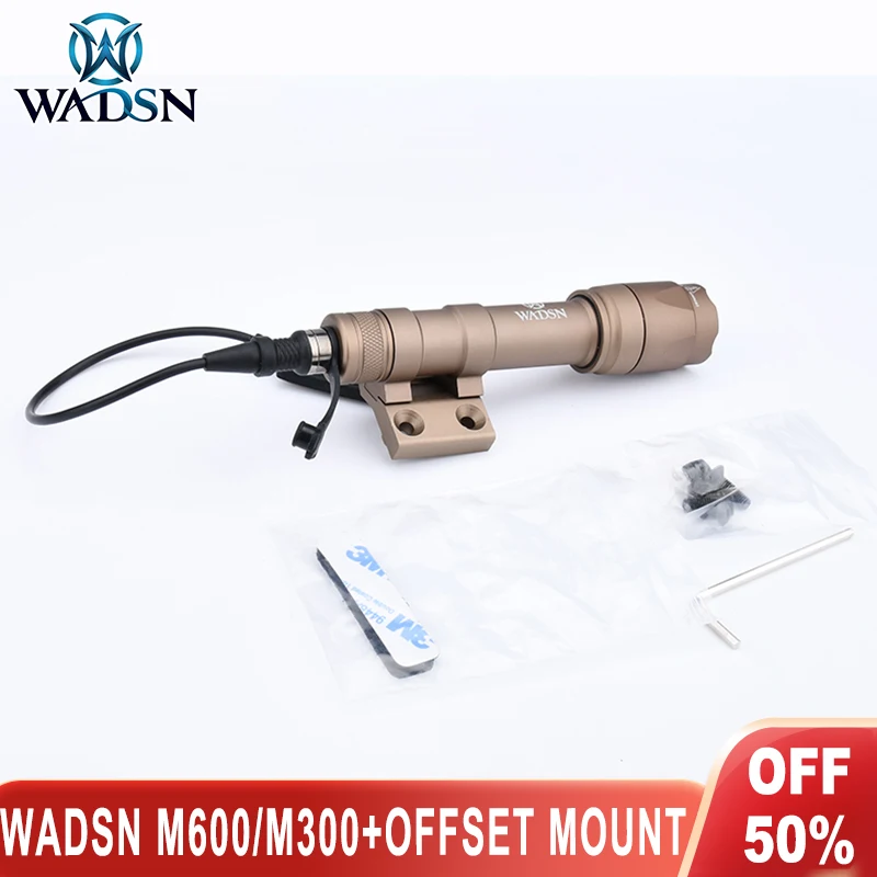 WADSN M600C M300A Metal Flashlight M600 White Light Scout Light With Offset Mount Fit Mlok Keymod Rail LED Airsoft Hunting Lamp