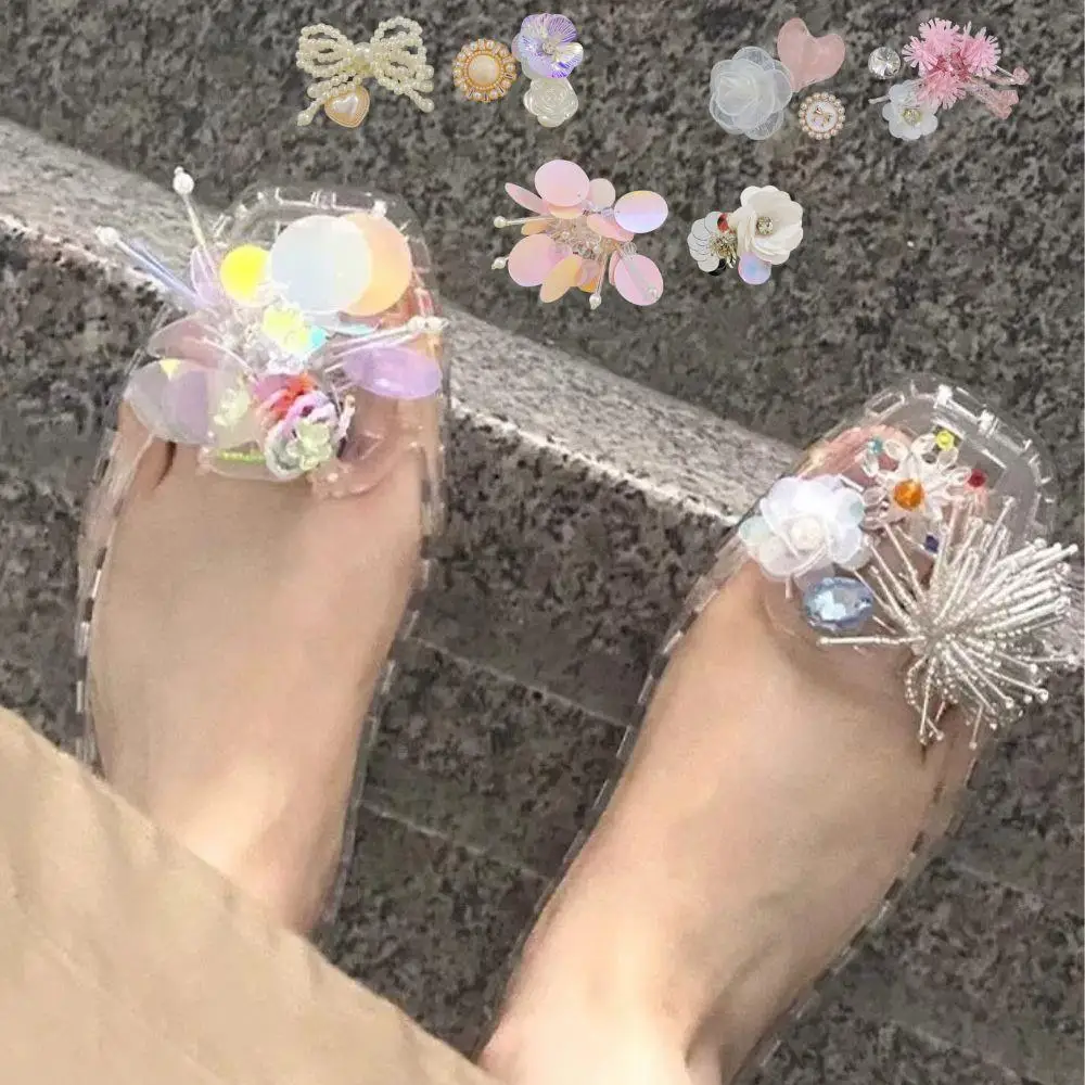 

Super Fairy Beautiful Pearl Sequin Shoe Charms Handmade Flower Jelly Shoes Shoe Buckle Hole Shoes DIY Shoe Accessories Jewelry