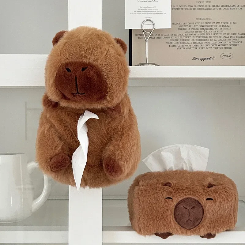 Cute Capybara Tissue Box Creative Plush Animal Storage Box Home Desktop Storage Car Tissue Boxes Table Decor Wholesales 2025 New