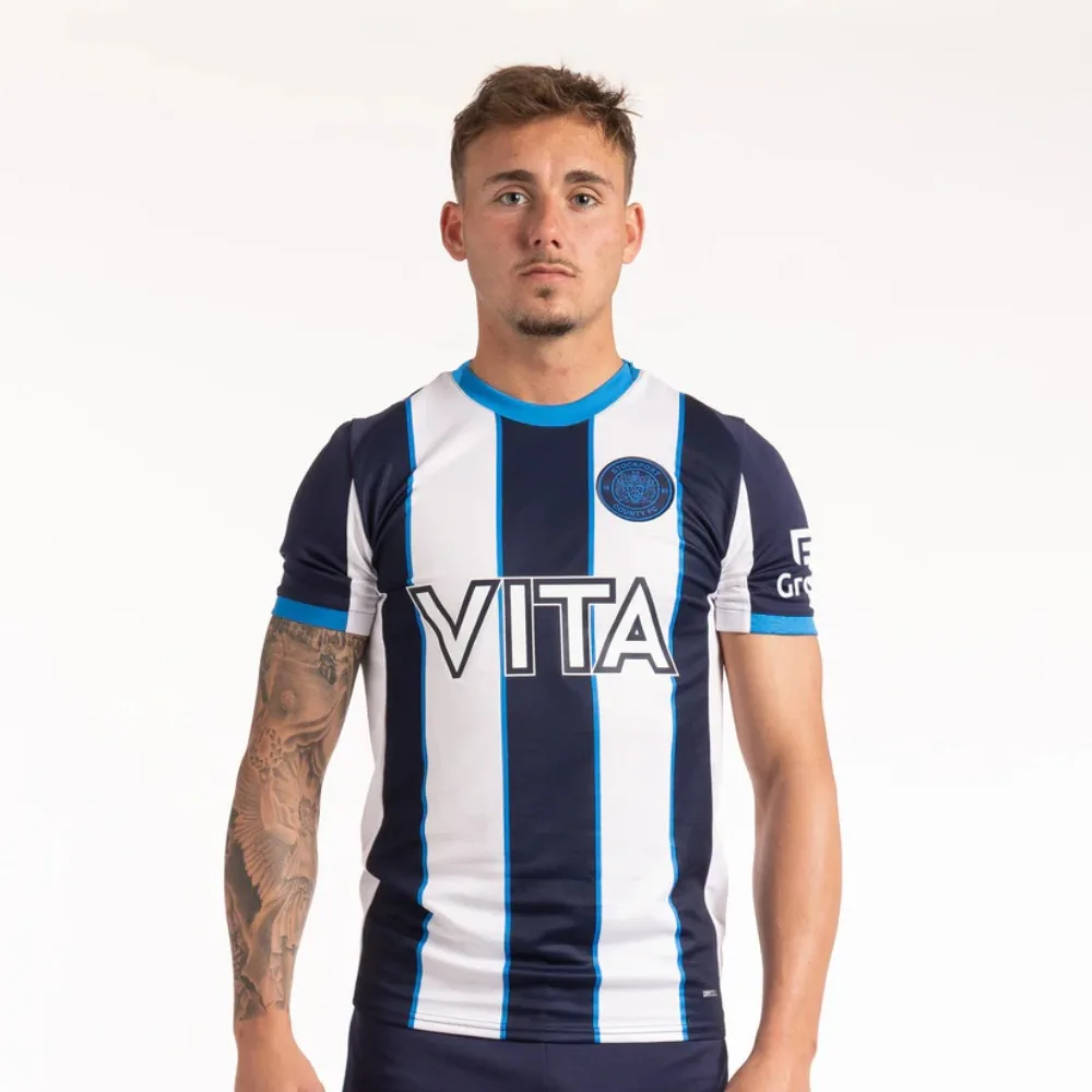 25-26 ستوكبورت كاونتي هوم آند أواي فوتبول جيرسي تي شيرت ثلاثية الأبعاد مطبوعة مريحة تي شيرت نفس الكبار والأطفال