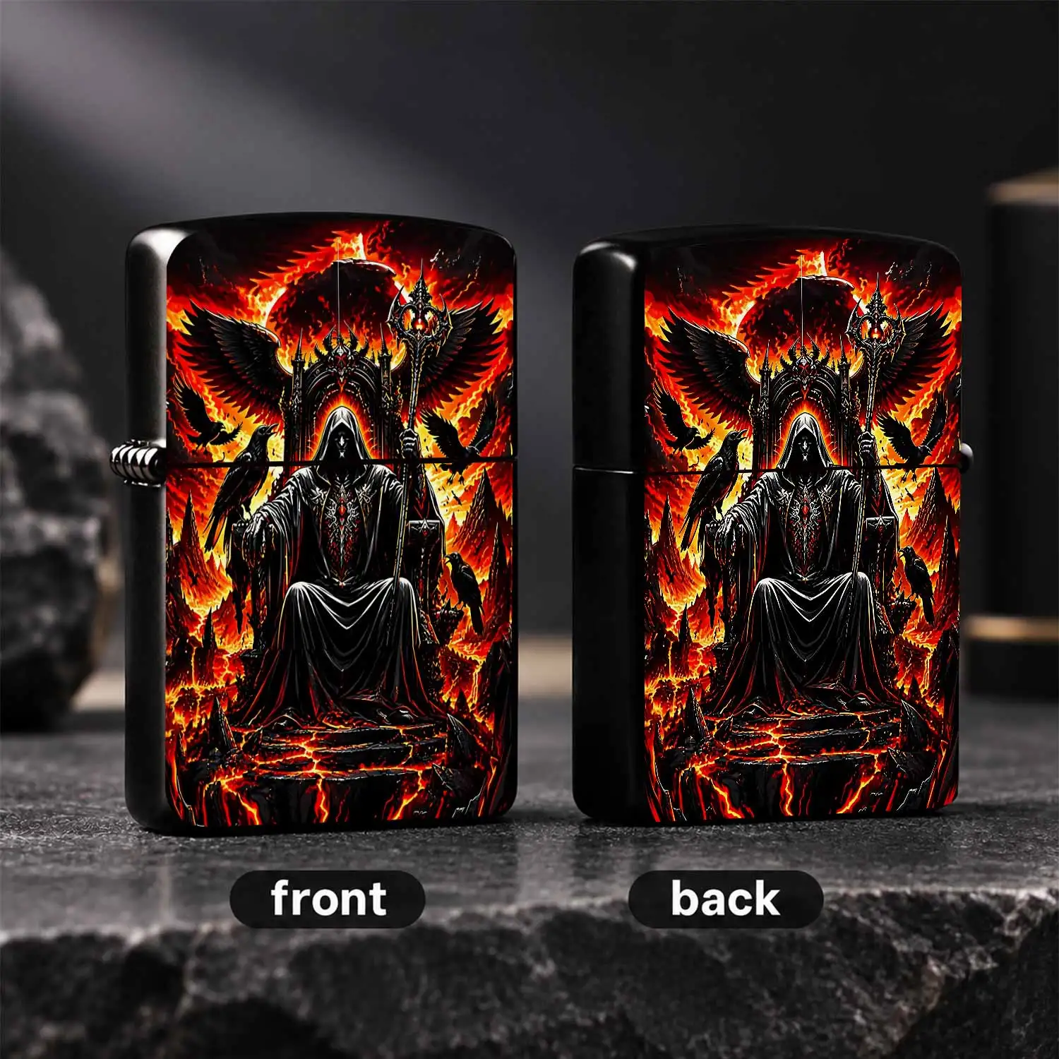 Dark Fantasy Hell King Themed Lighter, Fiery Raven Throne Stylish Decor Accessory, Portable Practical Tool For Outdoor Camping Home Gathering, Unique Creative Gift For Fantasy Art Lovers Daily Use Scenarios A Humorou And Interesting Lighter
