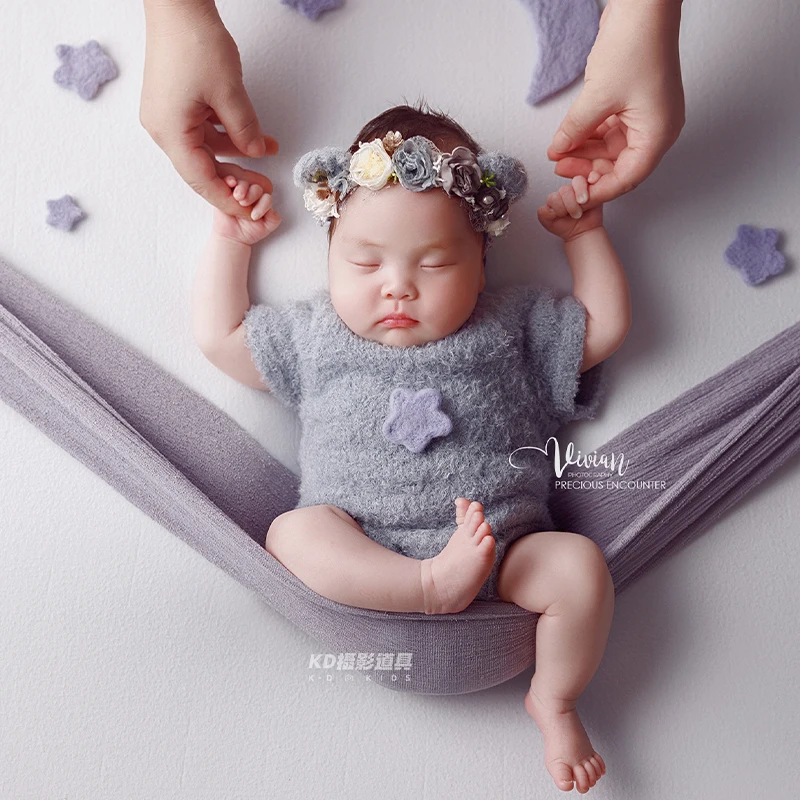 Newborn Photography Costume Elephant Baby Knit Jumpsuit with Matching Hat Soft Breathable Material Professional PhotoshootOutfit