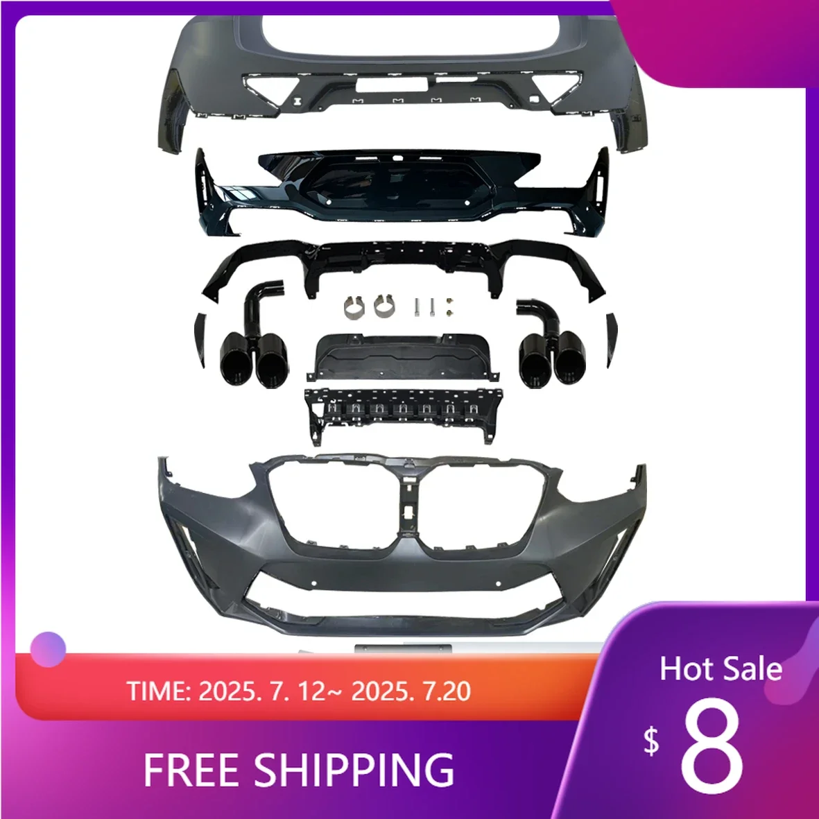 

X4 SERIES G02 UPGRADE to X4M F98 LCI Body Kits for X4 G02 to X4M F98 LCI Front Grille Front Bumper Rear Bumper Exhaust Pipes