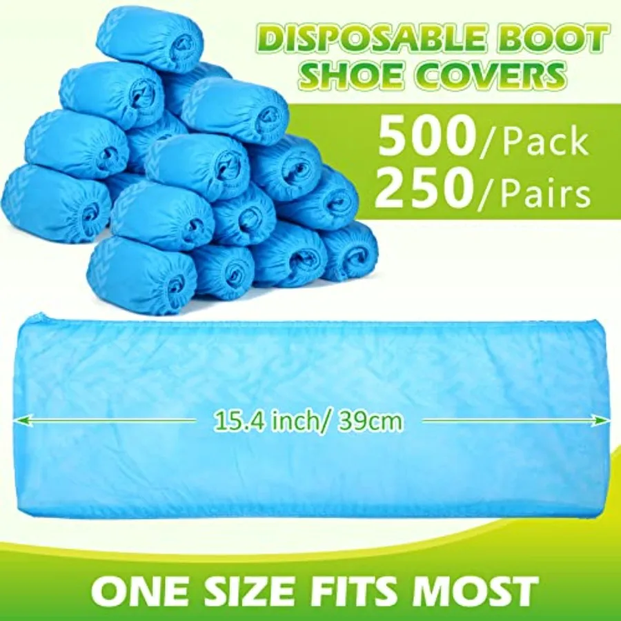 Leumoi 500 Pcs Disposable Boot Covers Bulk Non Slip Disposable Shoe Covers Large Durable Non Woven Shoe Protector for Indoors,