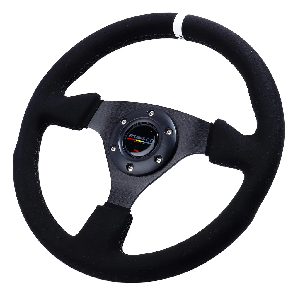 330mm Sport Steering Wheel Flat Suede Car Drift Sim Racing Steering Wheel Control 70mm/PCD 6061-T6