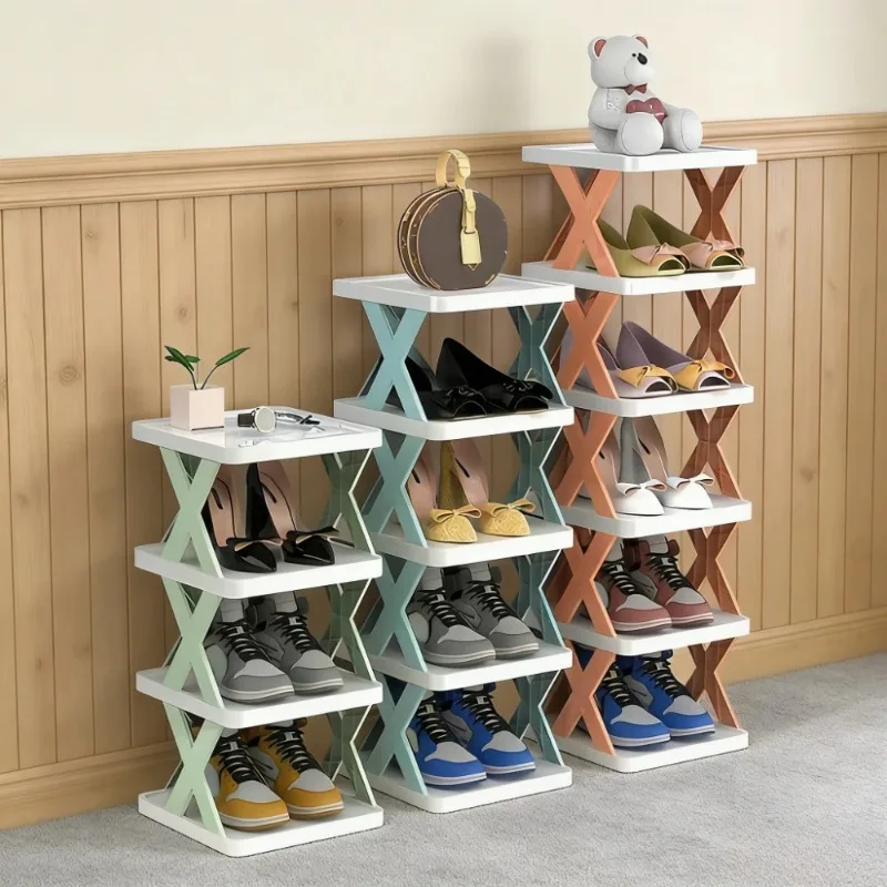 Klappbares Schuhregal aus Kunststoff, mehrstöckiger, platzsparender Aufbewahrungsorganizer, einfaches Aufbewahrungsregal für den Innenbereich, einfache Montage, Schuhregal