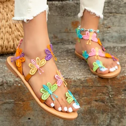 Summer New Flat Sandals Colorful Butterfly Decorated Beach Sandals Outdoor Women's Shoes Shoes for Women