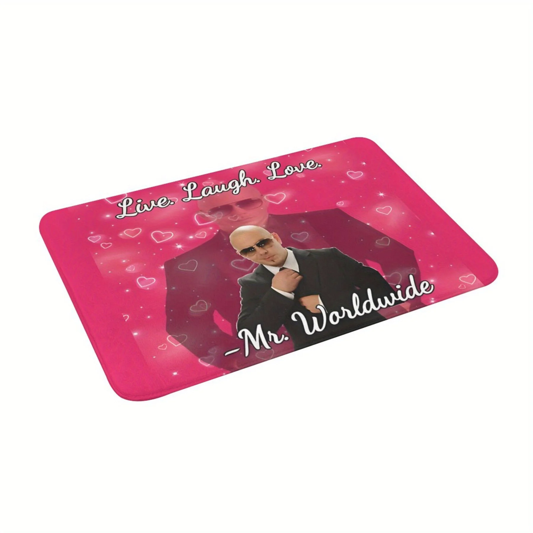 Live Laugh Love - Mr. Worldwide Themed Entrance Doormat for Home Entryway Decor