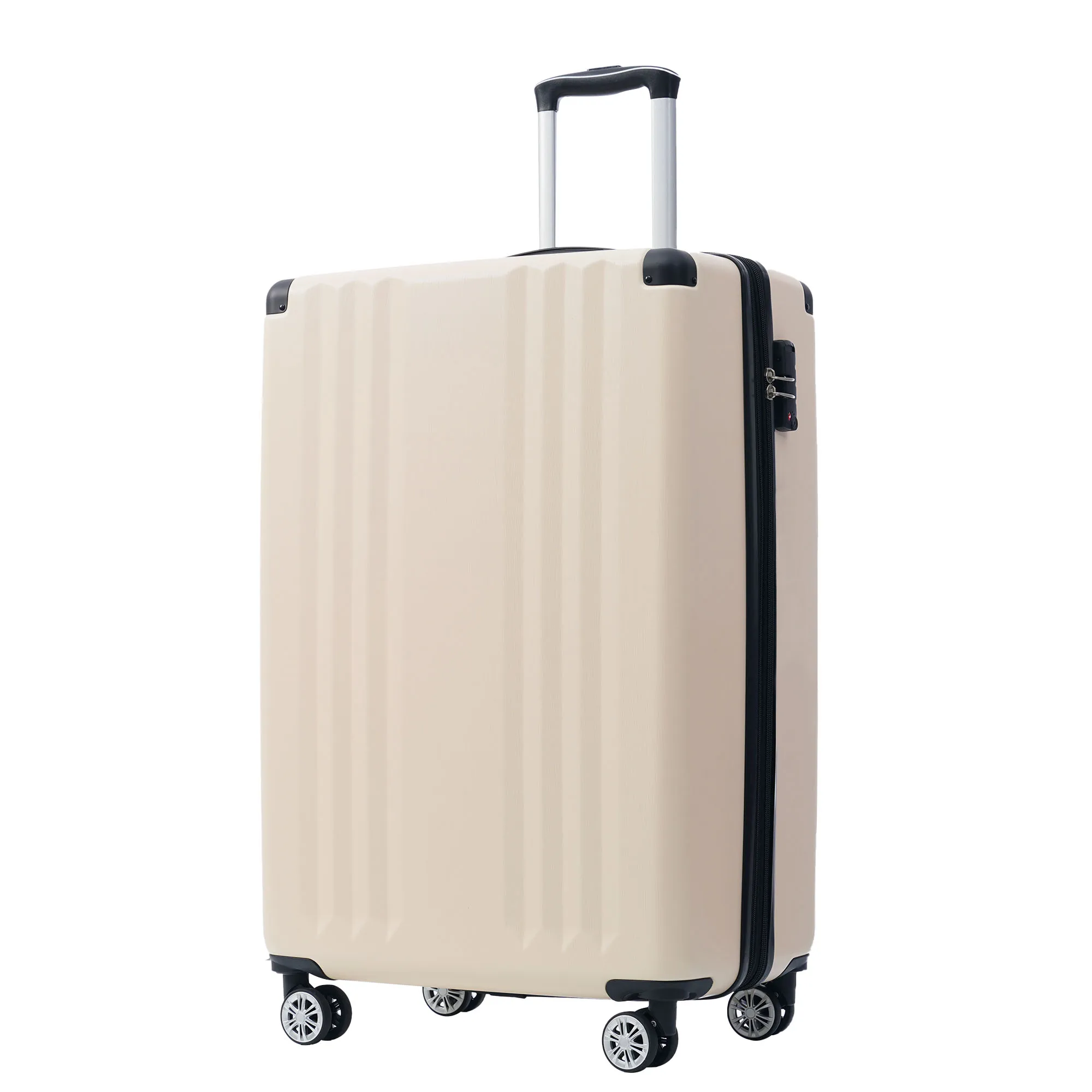 VSOGA hard shell case suitcase trolley hand luggage 4 rolls ABS TSA lock 56.5x37.5x22.5 cream