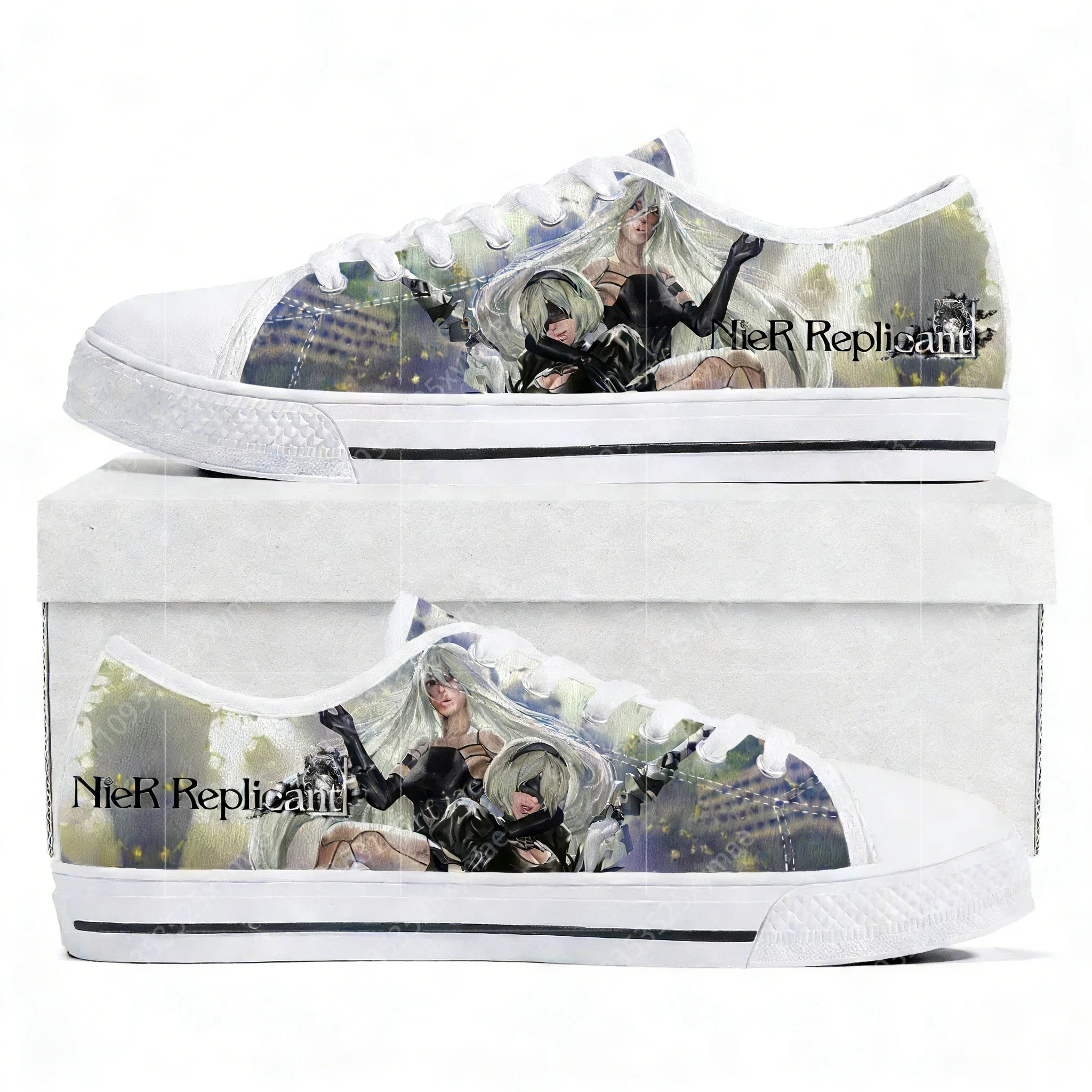 

Nier Replicant Low Top Sneakers Cartoon Game Womens Mens Teenager Fashion Canvas Sneaker Couple Custom Built Shoes