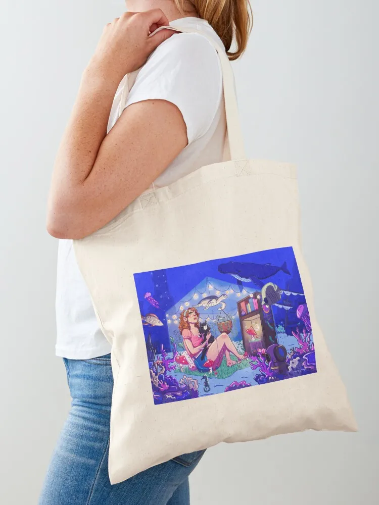 Underwater Travel— Where Land Meets Sea Tote Bag Customizable tote bag Cloth bags Canvas stote bag