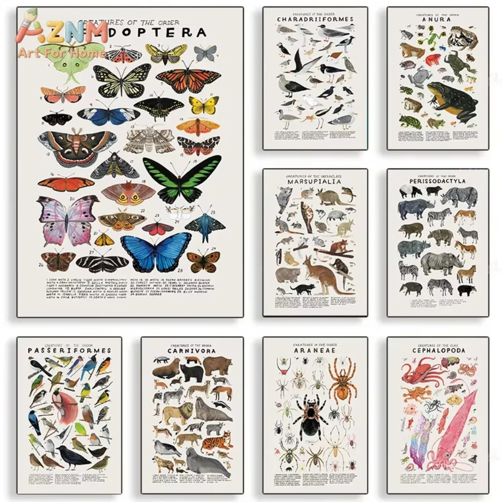 

1 шт. Плакаты с изображением лесных животных: эволюционная эволюция видов, развивающие принты для детской комнаты, картины на холсте, настенный декор, украшение для комнаты