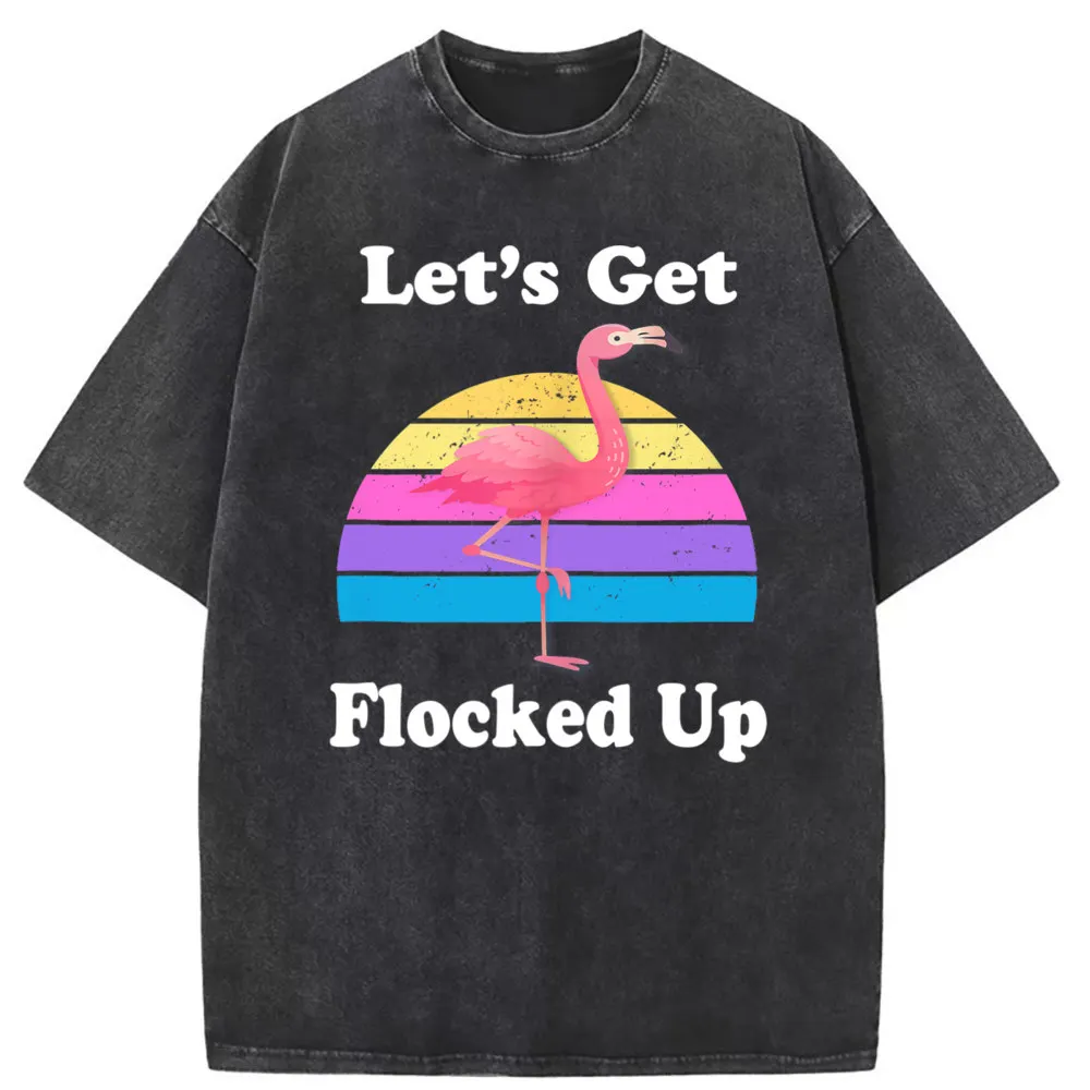 

Lets Get Flocked Up Flamingo Funny Retro Party Summer Sweatshirts Long Sleeve Company Novelty Clothes Personalized Student