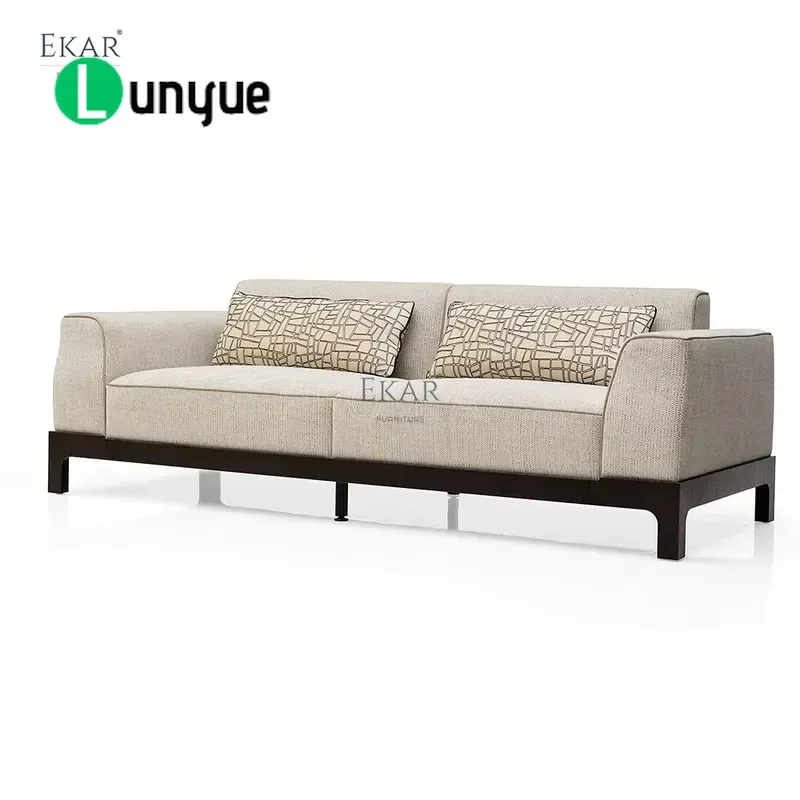 Modern Luxury Fabric Sofa Cream Upholstered with Solid Wood Base Elegant Living Room Furniture for Villa Apartment